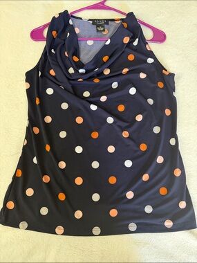 Grace Elements Navy Polka Dot Cowl Neck Sleeveless Camisole
